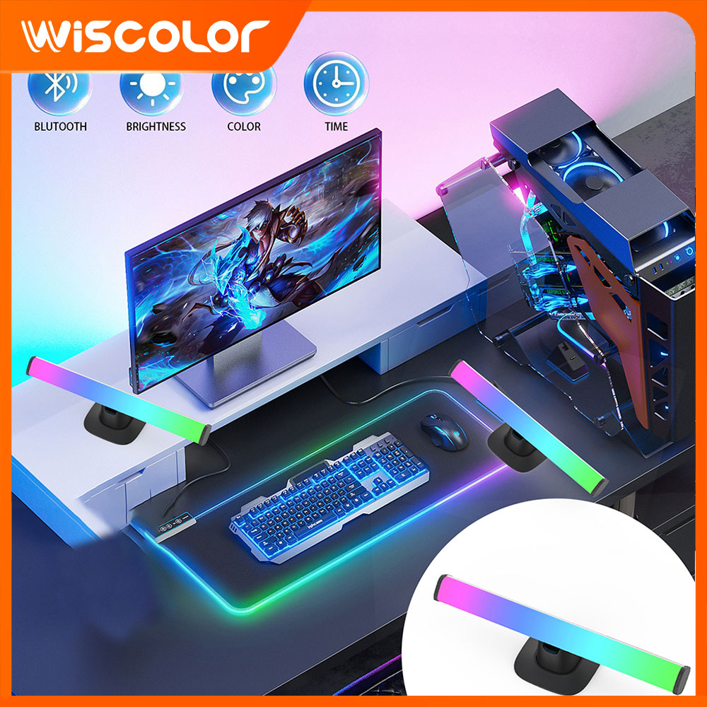 Desk Setup With Tv - RGB LEDライトバー、Bluetooth対応、スマート設定、間接照明LEDストリップ、テーブルランプ、デスクライト、ナイトライト、テレビ背面照明、間接照明、部屋の装飾
