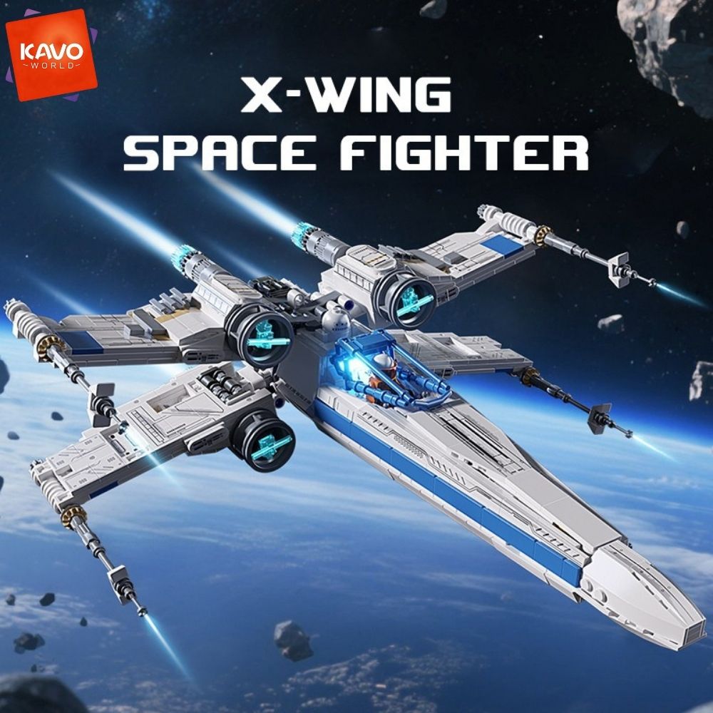 Desk Setup Xbox - KAVOWORLD 1271ピース SF宇宙戦闘機組み立てブロックセット ミニパイロットフィギュア付き ブルーライトアップコックピット Xウィングスターファイター組み立てブロックモデルキット