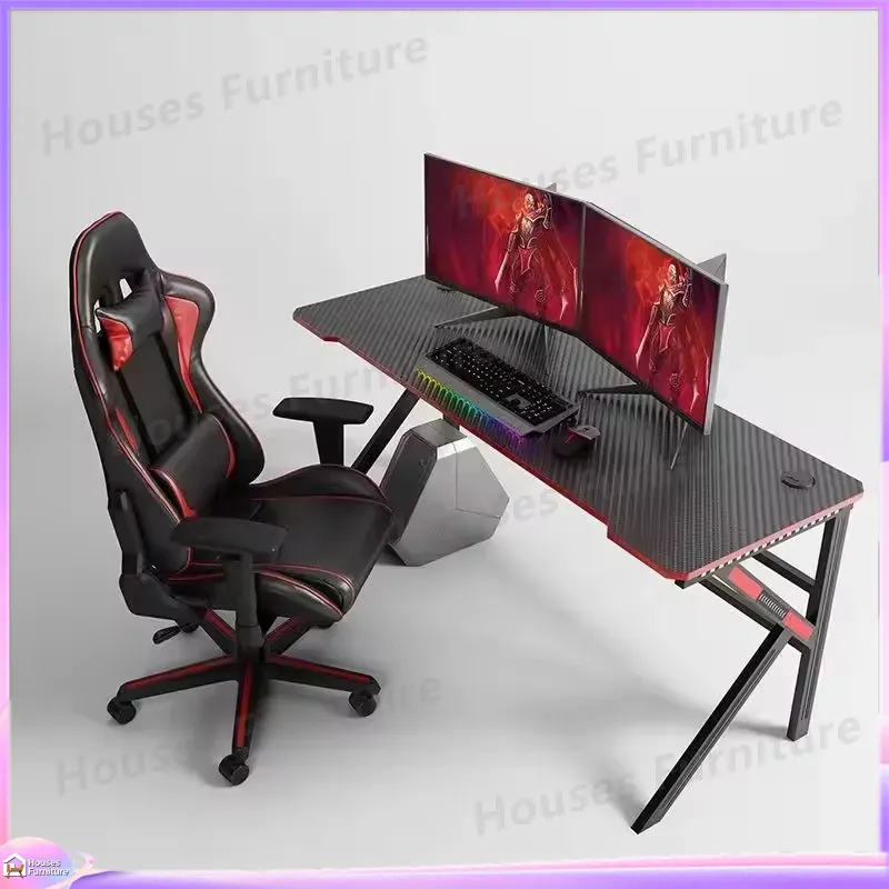 Desk Setup L Shaped - 高さ調節可能なRGB LEDゲーミングデスク（PCセットアップ用）、人間工学に基づいたコンピューターデスク（ケーブル管理機能付き）、頑丈な金属フレーム