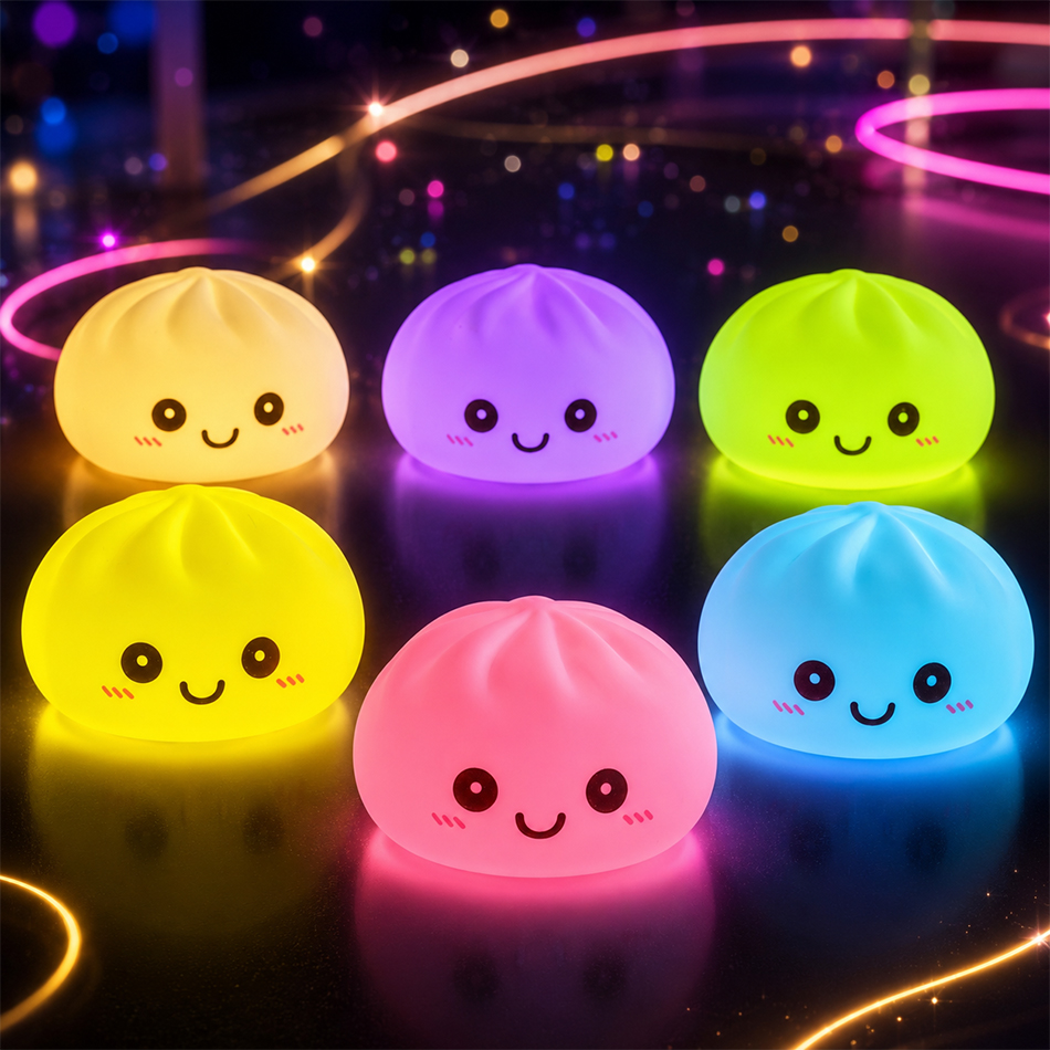 Desk Setup Lamp - 新しい餃子ナイトライト 光る餃子 デスクトップオーナメント かわいい光る餃子蒸し器ボックス カワイイ餃子ライト ギフト