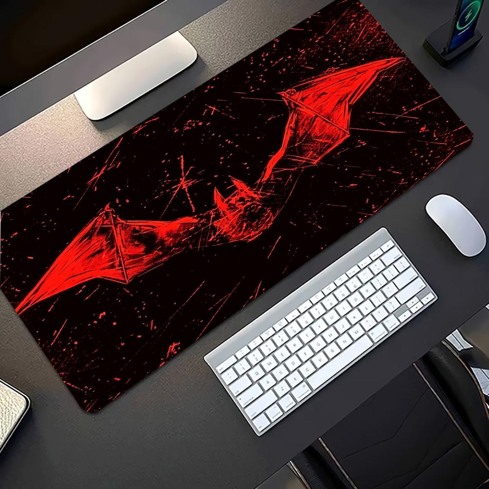 ダークレッドのコウモリ柄大型ゲーミングマウスパッド、滑り止め - Desk Setup Pc And Laptop のレビューと価格