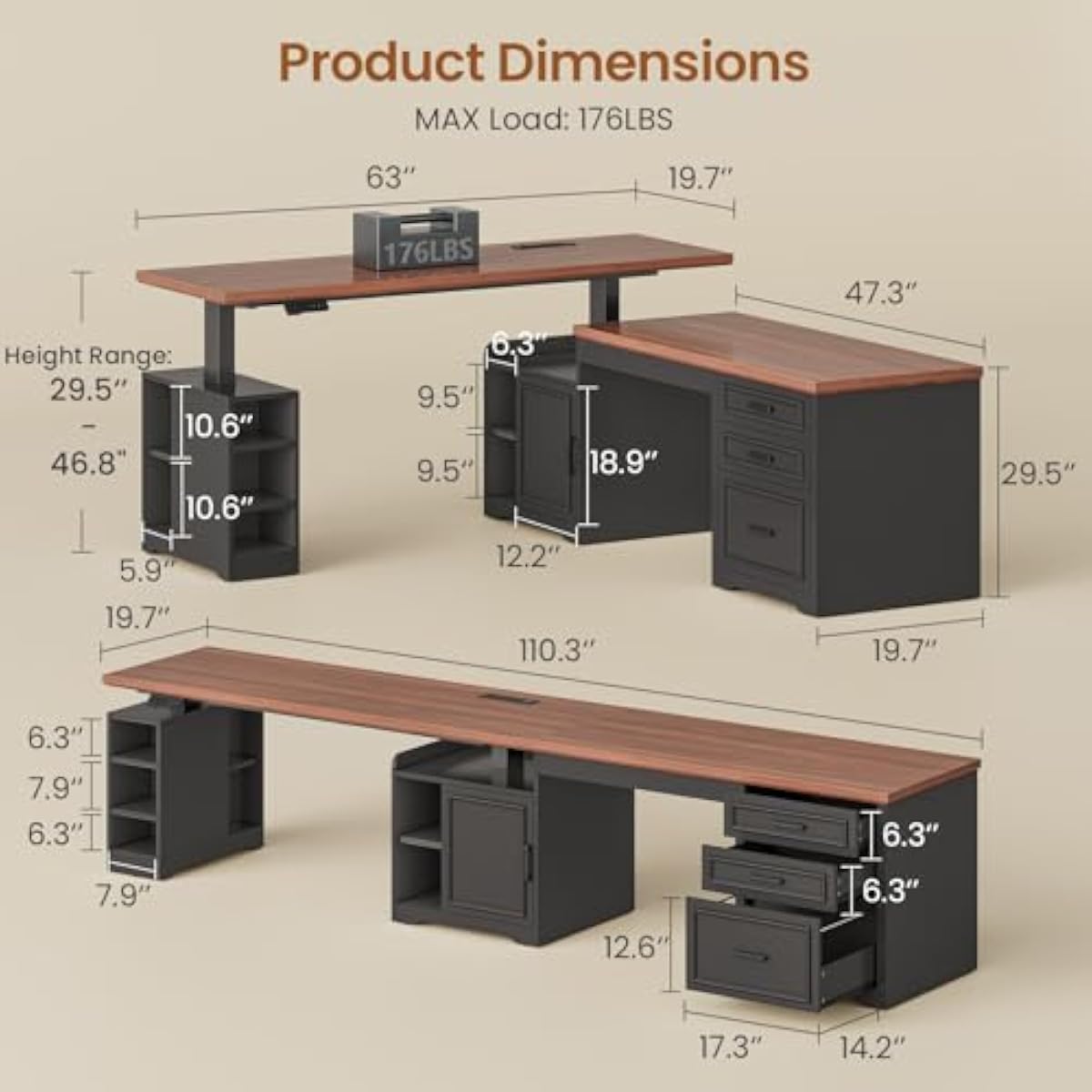 LED制御機能付き、L字型で高さ調節可能な電動デスク。67イ - Desk Setup L Shaped のレビューと価格