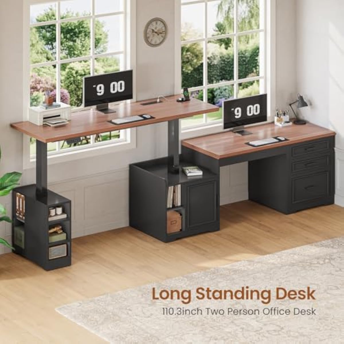 LED制御機能付き、L字型で高さ調節可能な電動デスク。67イ - Desk Setup L Shaped のレビューと価格