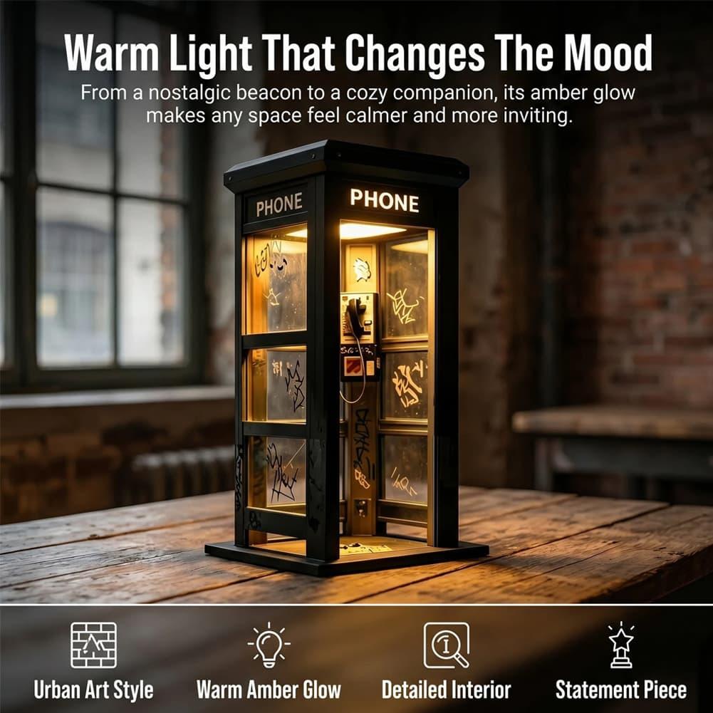 レトロな落書き電話ボックス型テーブルランプ ミニロンドン電話 - Desk Setup Lamp のレビューと価格