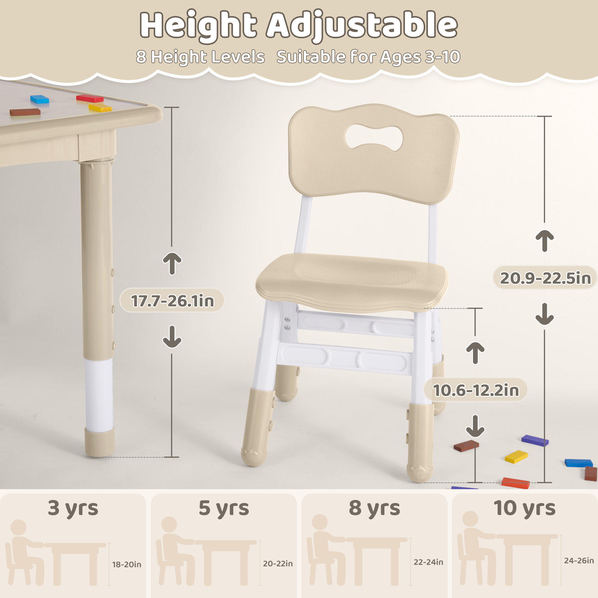子供用テーブルと椅子2脚セット、高さ調節可能、対象年齢2～8 - Desk Setup Minimalist のレビューと価格