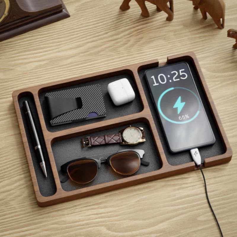 無垢材収納トレイ 北欧風ミニマリストオーガナイザートレイ テ - Desk Setup Minimalist のレビューと価格