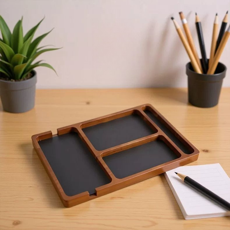 無垢材収納トレイ 北欧風ミニマリストオーガナイザートレイ テ - Desk Setup Minimalist のレビューと価格